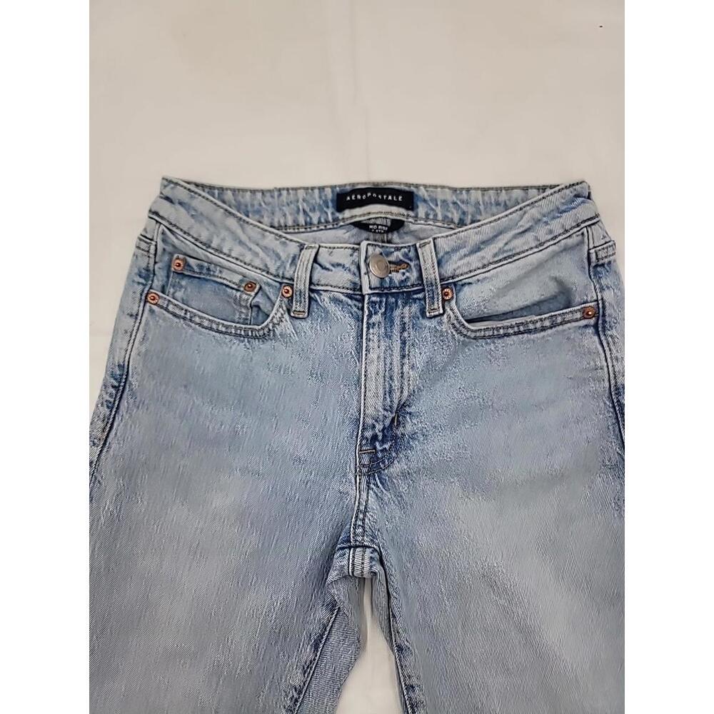 Aeropostale Mid Rise Ankle Straight Leg Denim Jeans 4R Light wash